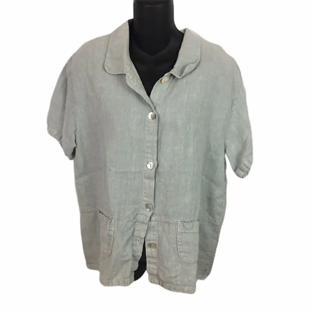 Mark Wear blue/gree linen lagen look top/jacket M